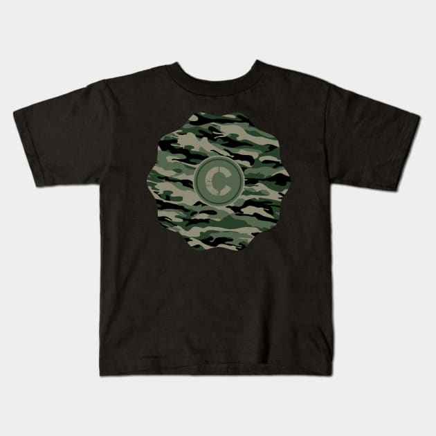 Monogram Initial Letter C Military Army Camouflage Pattern Kids T-Shirt by MintaApparel